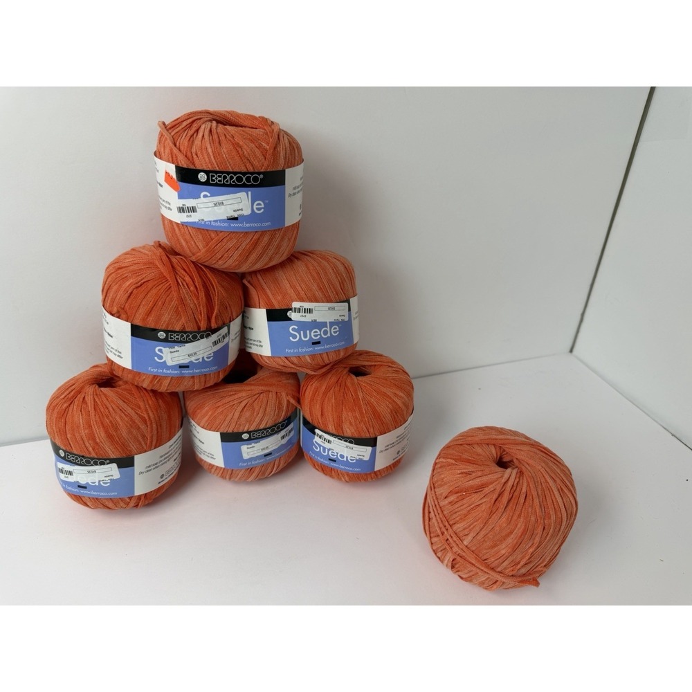 LOT OF 7 Berroco Yarn Balls SUEDE Italy 50 Grams Each Made Italy Nylon Orange